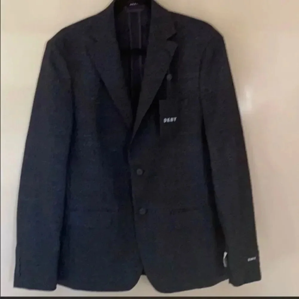 Dkny  Delsin Bllack /white Plaid Wool Bland Blazer